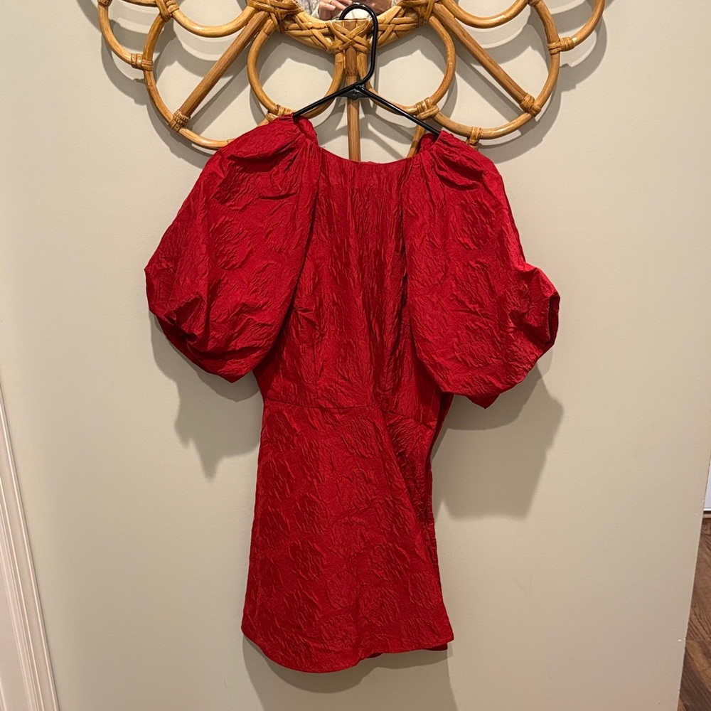 H&M Vibrant Red Puff Sleeve dress